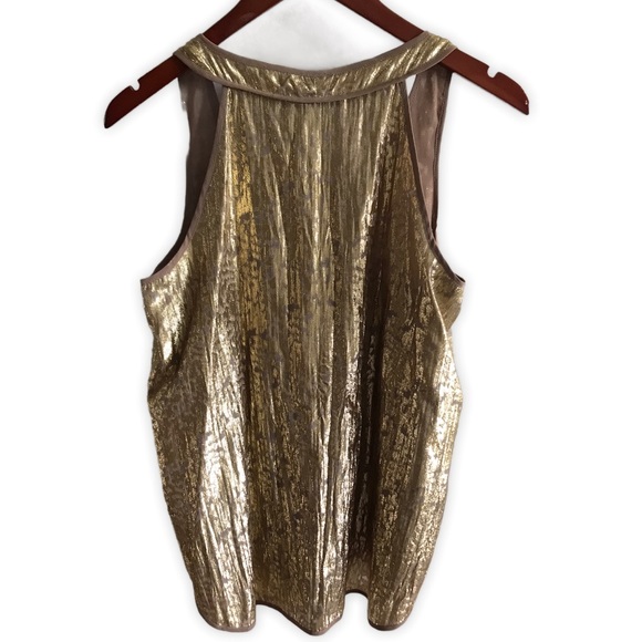 Kenneth Cole Gold Leaf Racer Back Tank Top Shimmer - Picture 2 of 8